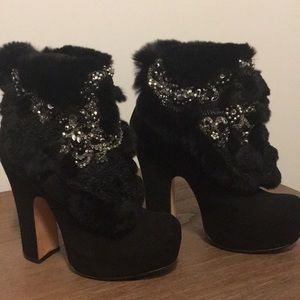 Alice + Olivia Reyna Rabbit Fur Booties